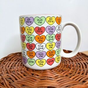 Vintage 1986 Chris Davenport Enesco Conversation Hearts Coffee Mug Pink Interior